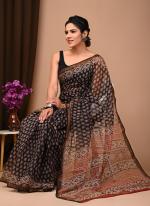 Cotton Black  Digital Printed Saree